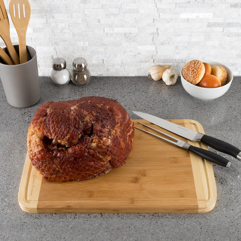 Classic Cuisine Extra Thick Bamboo Cutting Board, 18x12x.75 with Juice Groove, Light Brown Two Tone