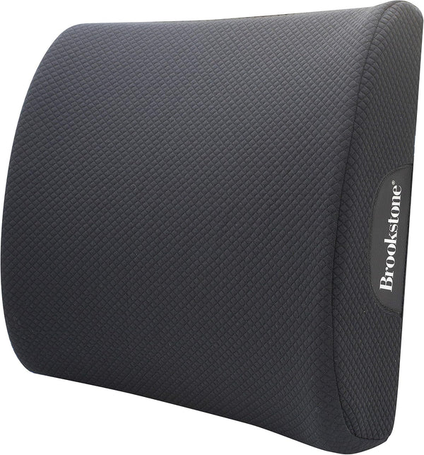 Brookstone BK1209 Lumbar Support Pillow for Car or Office Chair, Back Cushion with Premium Memory Foam, Washable Cover,