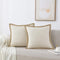 NordECO HOME Set of 2 Throw Pillow Covers, Burlap Linen Trimmed, Decorative Cushion Covers, 20 x 20