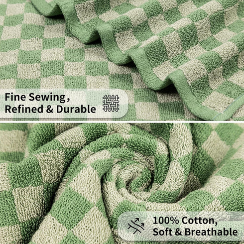 Set 6 600GSM, 100% 2 (55 28 4 (29 14 Checkered Bath Towels of Large, Cotton Shower Towels * * in), Hand Towels * *