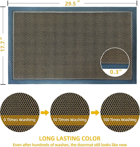 Welcome Doormat for Front Door, Durable Non-Slip Outdoor Indoor Rug 29.5" x 17.7" for High Traffic Areas