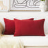 Home Brilliant 12x20 Lumbar Pillow Covers, Dark Red Cushion Covers for Kids Room, 2 Pack, Burgundy Linen