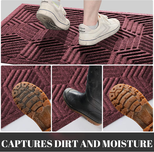 Yimobra Front Entrance Door Mat, Heavy Duty Outdoor Indoor Entryway Floor Mat, Non Slip, 29.5x17 Inch, Red