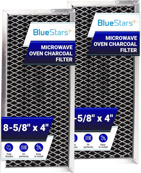BlueStars JX81H WB02X10956 Microwave Charcoal Filter (4" x 8-5/8") - Fits GE & Samsung Ovens - PACK OF 2