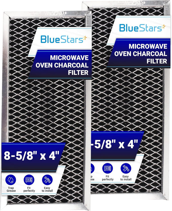 BlueStars JX81H WB02X10956 Microwave Charcoal Filter (4" x 8-5/8") - Fits GE & Samsung Ovens - PACK OF 2