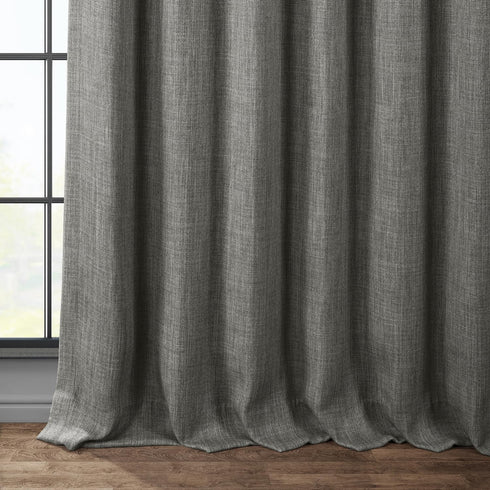 HPD Half Price Drapes Faux Linen Curtains, 1 Panel, 50W x 84L, Textured Room Darkening Blazer Grey