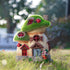 TERESA'S COLLECTIONS Mushroom Garden Statues with Outdoor Solar Light for Garden Decor, Green Flocked Decorations Resin