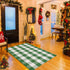 28 43 Inches Christmas Green & White Plaid Rug - x Outdoor Front Door Decor Mat Cotton Washable Hand-Woven Rug