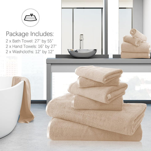 Hemming Set 2 2 2 6 TENSTARS Luxury Silk Towel - Light Thin Quick Drying - Bath Towels Hand Towels Washcloths - Ultra