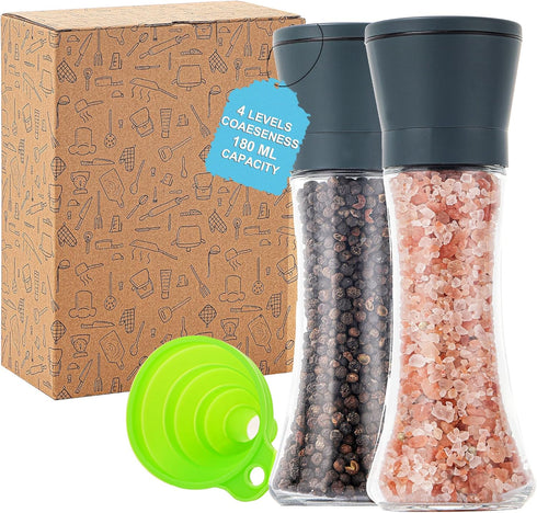 DAVIMADE Salt and Pepper Grinder Set of 2, Stone Blue Manual Spice