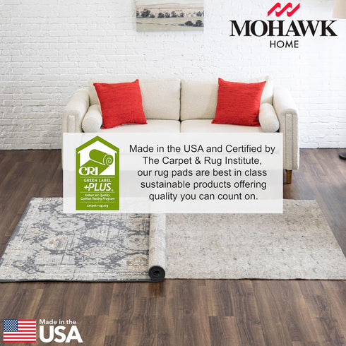 Mohawk Home 4' x 6' Non Slip Rug Pad Gripper, 1/4 Thick Dual Surface Felt + Rubber Gripper - Safe for All Floors