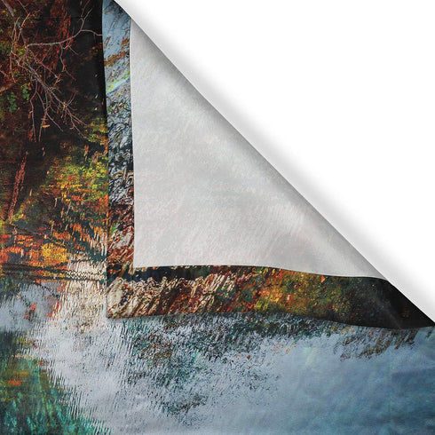 Ambesonne Landscape Kitchen Curtains, 2 Panel Set, Colorful View of 5 Flower Lake, 55" x 39", Blue and Green