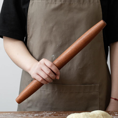 Muso Wood French Rolling Pin and Silicone Baking Mat Set - 15.75 Inch Sapele Wooden Rolling Pin