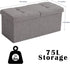 CUYOCA Storage Ottoman Bench, Foldable Seat Footrest with 75L Storage Space, Grey Linen Fabric