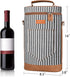 Tirrinia 2 Bottle Wine Gift Tote Carrier, Leakproof & Insulated Padded Wine Cooler Bag for Travel, Black Stripe