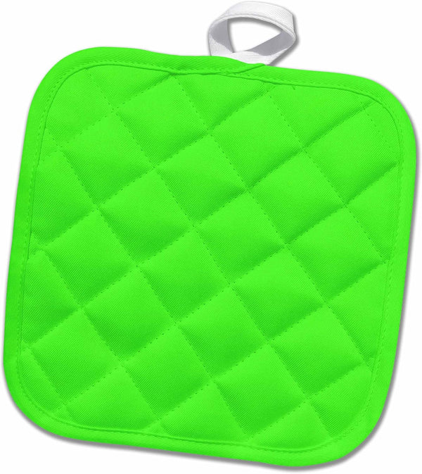 3D Rose Neon Bright Electric Green Plain Pot Holder, 8 x 8, Simple Solid Color