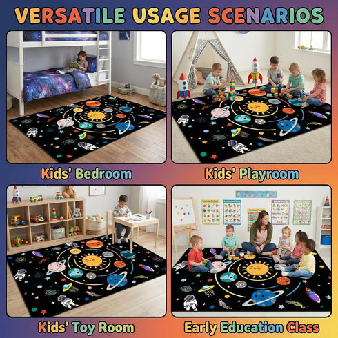 Decor,3'5' Space Rugs for Kids Bedroom,Outer Space Rug for Boys Room with Solar System,Planets Theme Area Carpet