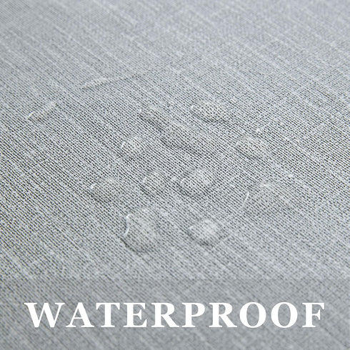 NLMUVW Round Vinyl Tablecloth with Elastic Edge - Light Grey Fitted PVC Table Cloth, Waterproof Wipe Clean Cover for