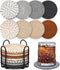 Windran Woven Coasters Set of 8, Absorbent Drink Coasters with Holder, Boho Cotton