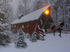 BANBERRY DESIGNS Lighted Christmas Wall Art, LED Red Covered Bridge Canvas Print, Farmhouse Style Decor