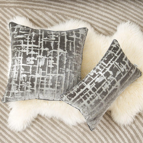 18x18 Inch Alerfa Square Geometrical Plaid Striped Cut Velvet Throw Pillow Cover Luxury Modern Decorative Accent Pillow