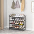 4-Tier Simple Trending Stackable Shoe Rack, Expandable & Adjustable Fabric Shoe Shelf Storage Organizer, Black
