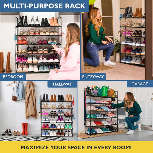 6 Closet, 30 Sundaze Shoe Rack - Tier Metal Shoe Rack for Front Door Entrance, Sturdy Tall Shoe Organizer for Bedroom