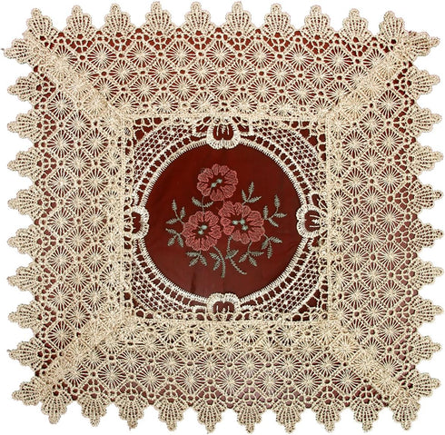 Simhomsen Set of 4 Small Mini Lace Table Doilies Square 12 inch,