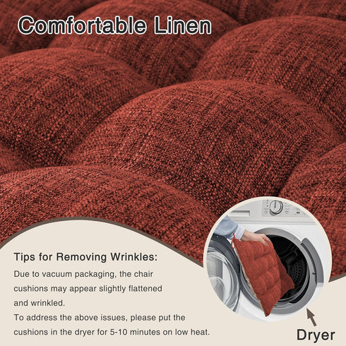 Set 2 OVOV Non-Slip Rocking Chair Cushion Extra Large Chair Pads with High Back Linen Cushion for Rocking Chair