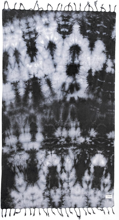 Bersuse 100% Cotton Trinidad Tie Dye Turkish Towel - 37x70 Inches, Black Grey