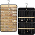 Double Sided Hanging Jewelry Organizer, 32/48 Pockets, 14/21 Hook Loops, Foldable Travel Jewelry Roll Organizer for