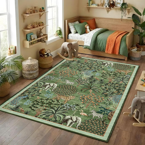 GarveeHome Jungle Animal Print Rug 5x7 Washable Area Rugs for Living Room,