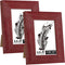 CORE ART Handmade Wood Picture Frame Set of 2, Rustic Red 3.5x5 High Definition Semi-tempered Glass Display