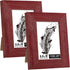 CORE ART Handmade Wood Picture Frame Set of 2, Rustic Red 3.5x5 High Definition Semi-tempered Glass Display