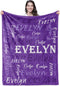 Personalized Custom Purple Theme Light Soft Flannel Fleece Throw Blanket with Name