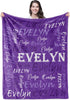 Personalized Custom Purple Theme Light Soft Flannel Fleece Throw Blanket with Name