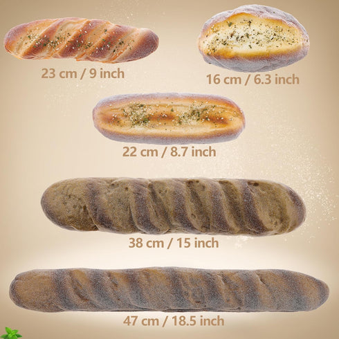 5pcs Set Gresorth Artificial French Bread for Decoration Highly Simulated Fake Rye Baguette Home Kitchen Party Food