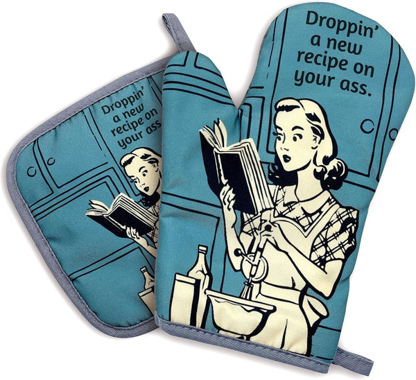 Droppin' A New Recipe on Your Axx: Funny Oven Mitts and Pot Holders Sets of 2, Personalized Gifts for Friends