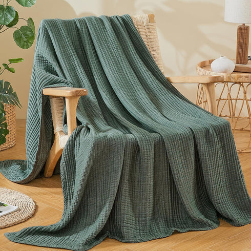 EMME 66"x90") Cotton Muslin Twin XL Blanket Breathable Gauze Soft Lightweight Blankets Adults Gifts for Women (Heather