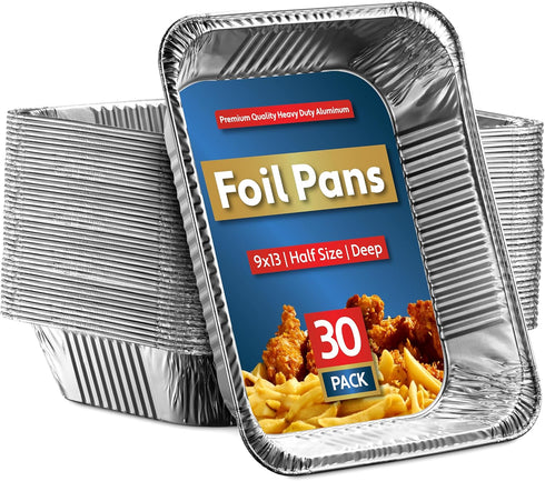 Munfix 30 Pack Aluminum Pans, Disposable 9x13 Baking Pan Chafing Trays for Cooking, Roasting, Storing Food
