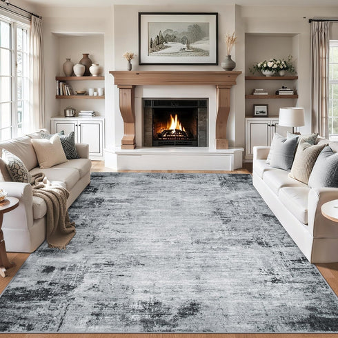 5x7 Area Rugs Living Room Rug - Washable Modern Abstract Soft Neutral Non-Slip Carpet Large Indoor Floor Thin Carpets