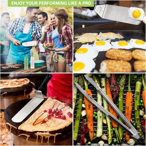 Metal Spatula Set of 6 - Griddle Accessories Kit, Grill Flat Spatula Pancake Flipper for BBQ Grill