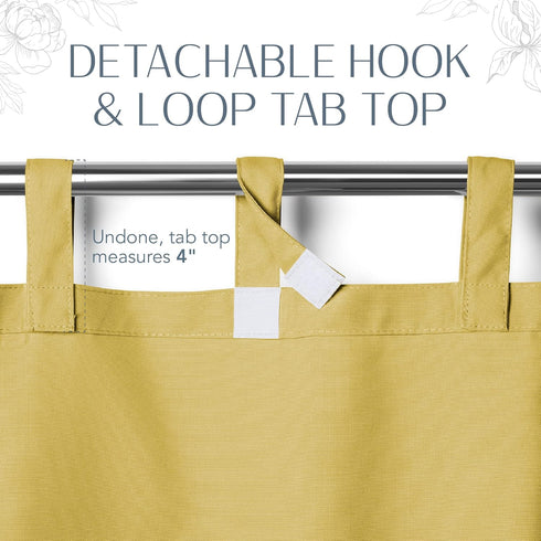 Elrene Home Fashions Matine Weatherproof Tab-Top Curtain Panel - Solid Color, Indoor/Outdoor, 52”W x 84”L, Yellow