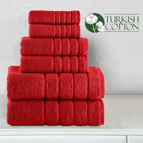4 6-Piece Set 100% 2 2 2 Set, Elegant Comfort Lines Viscose Stripe Premium Towel - Turkish Cotton High Absorbent Luxury