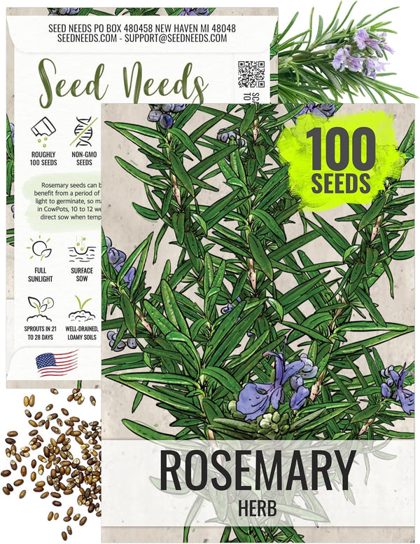 Seed Needs Rosemary Seeds for Planting - Non-GMO Heirloom & Untreated Perennial