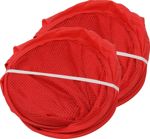Simple Houseware Mesh Pop-Up Laundry Hamper Basket, Red - 2 Pack with Side Pocket