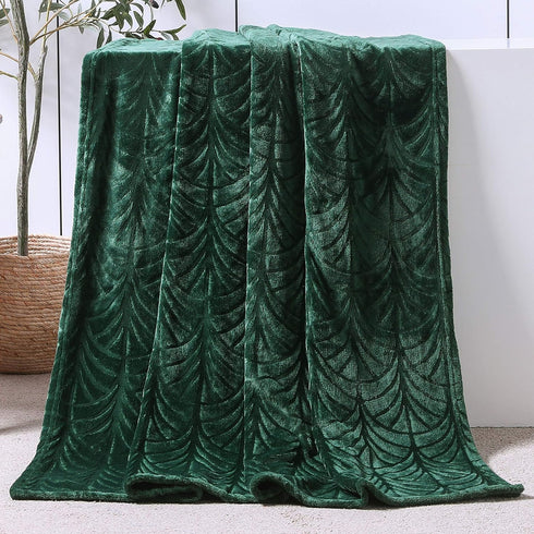 Whale Flotilla Flannel Fleece Throw Blanket, Soft Velvet Sofa Blanket, Vintage Pattern, 50x60 Inch, Deep Green