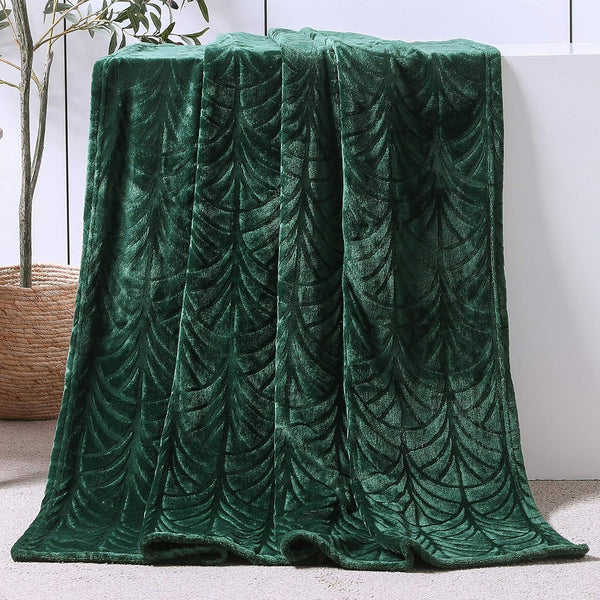 Whale Flotilla Flannel Fleece Throw Blanket, Soft Velvet Sofa Blanket, Vintage Pattern, 50x60 Inch, Deep Green