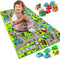 Amy & Delle Kids Rug Carpet Playmat, w/14 Pull Back Cars Included - City Life
