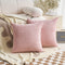 Demetex 18x18 Pink Striped Corduroy Pillow Covers, Decorative Square Throw Pillowcases, Set of 2, Light Pink